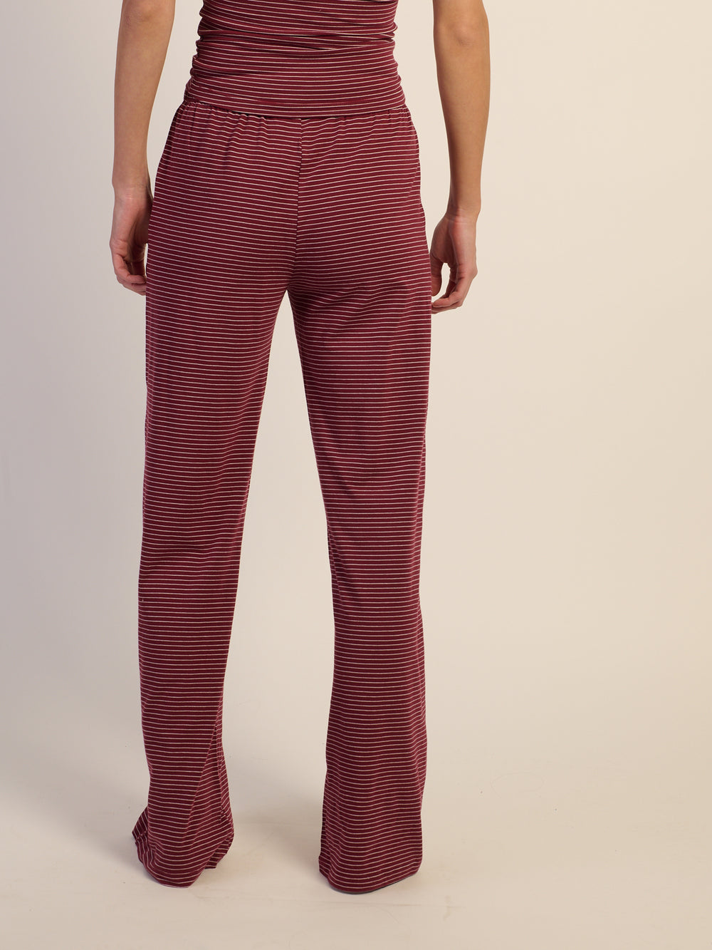 HARLOW SUNNI STRIPE JERSEY PANT - BURGUNDY
