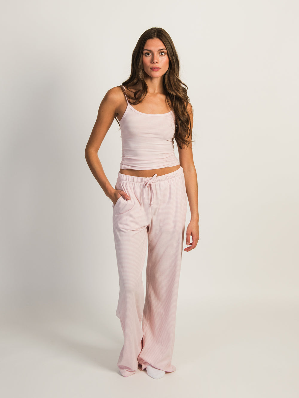 HARLOW SUNNI JERSEY STRIPED PANT - LIGHT PINK
