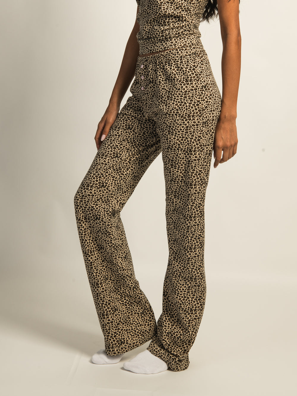 HARLOW PAYTON PRINT JERSEY PANT - LEOPARD