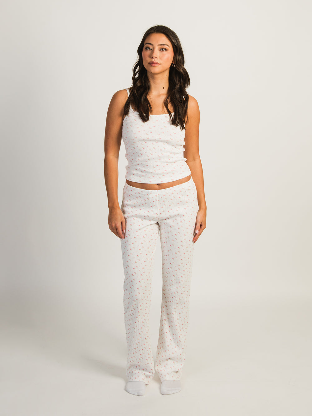 PANTALON IMPRIMÉ POINTELLE HARLOW PAYTON - BLANC/ROSE