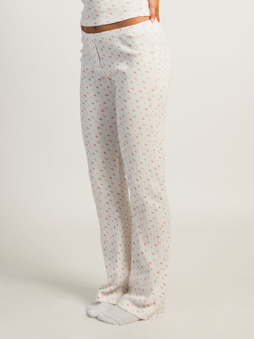 PANTALON IMPRIMÉ POINTELLE HARLOW PAYTON - BLANC/ROSE