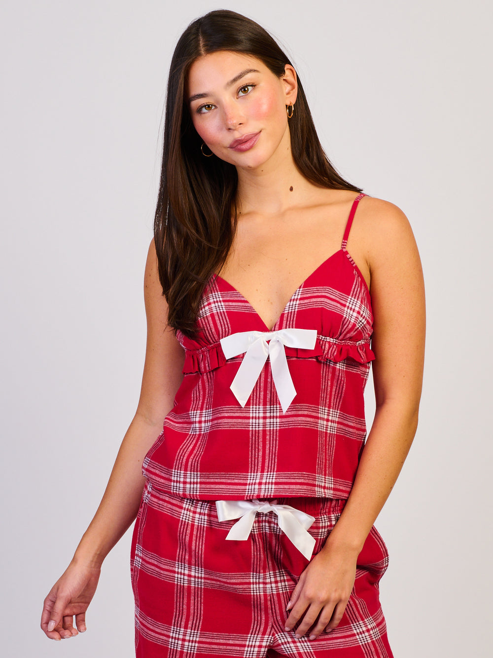 HARLOW PLAID TANK TOP - RED/WHITE