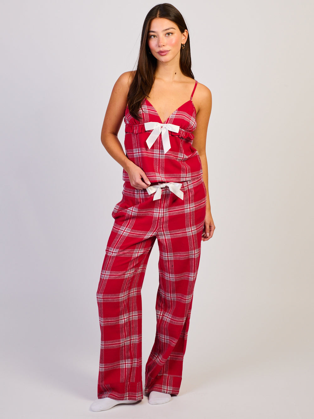 HARLOW PLAID TANK TOP - RED/WHITE