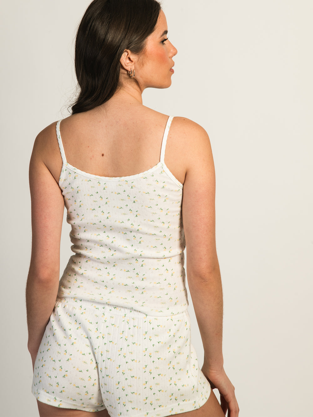 HARLOW PAYTON POINTELLE PRINT TANK TOP - WHITE/YELLOW