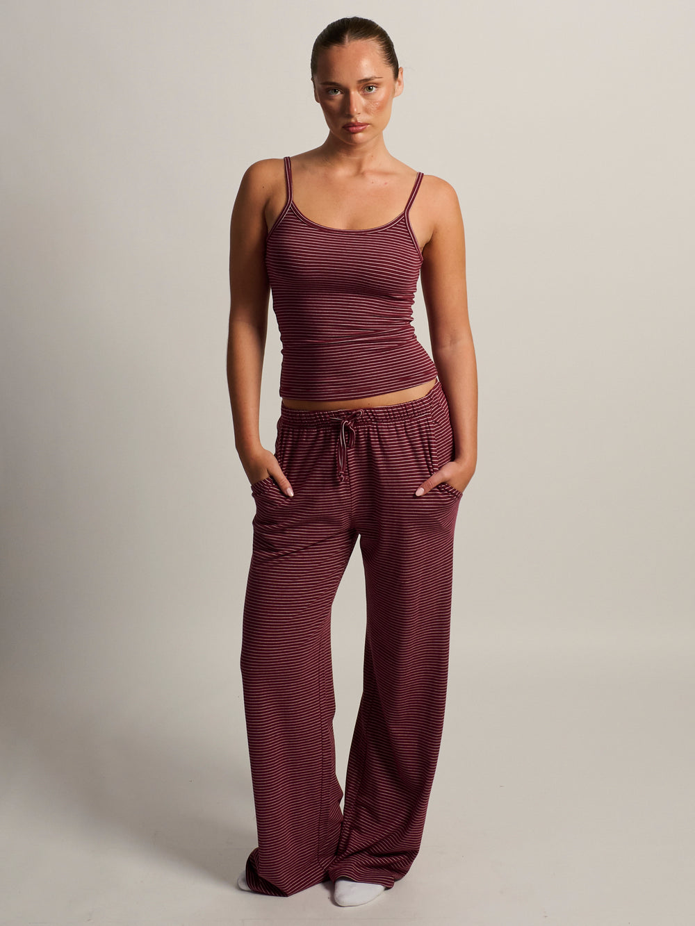 CAMISOLE À RAYURES HARLOW BRIAR - BORDEUAX