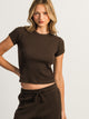 HARLOW HARLOW ALLIE WAFFLE TEE - CHOCOLATE - Boathouse