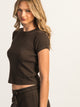 HARLOW HARLOW ALLIE WAFFLE TEE - CHOCOLATE - Boathouse