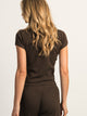 HARLOW HARLOW ALLIE WAFFLE TEE - CHOCOLATE - Boathouse