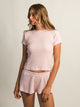 HARLOW HARLOW ALLIE WAFFLE TEE - LIGHT PINK - Boathouse