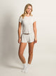 HARLOW HARLOW ALLIE WAFFLE TEE - MELANGE - Boathouse