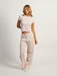 HARLOW HARLOW ALLIE WAFFLE TEDDY TEE - BABY PINK - Boathouse