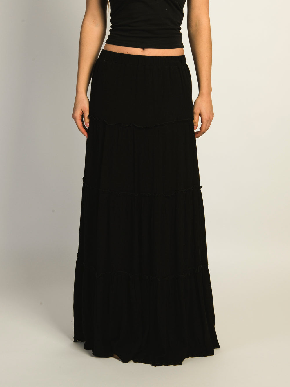 HARLOW TIERED SKIRT - BLACK