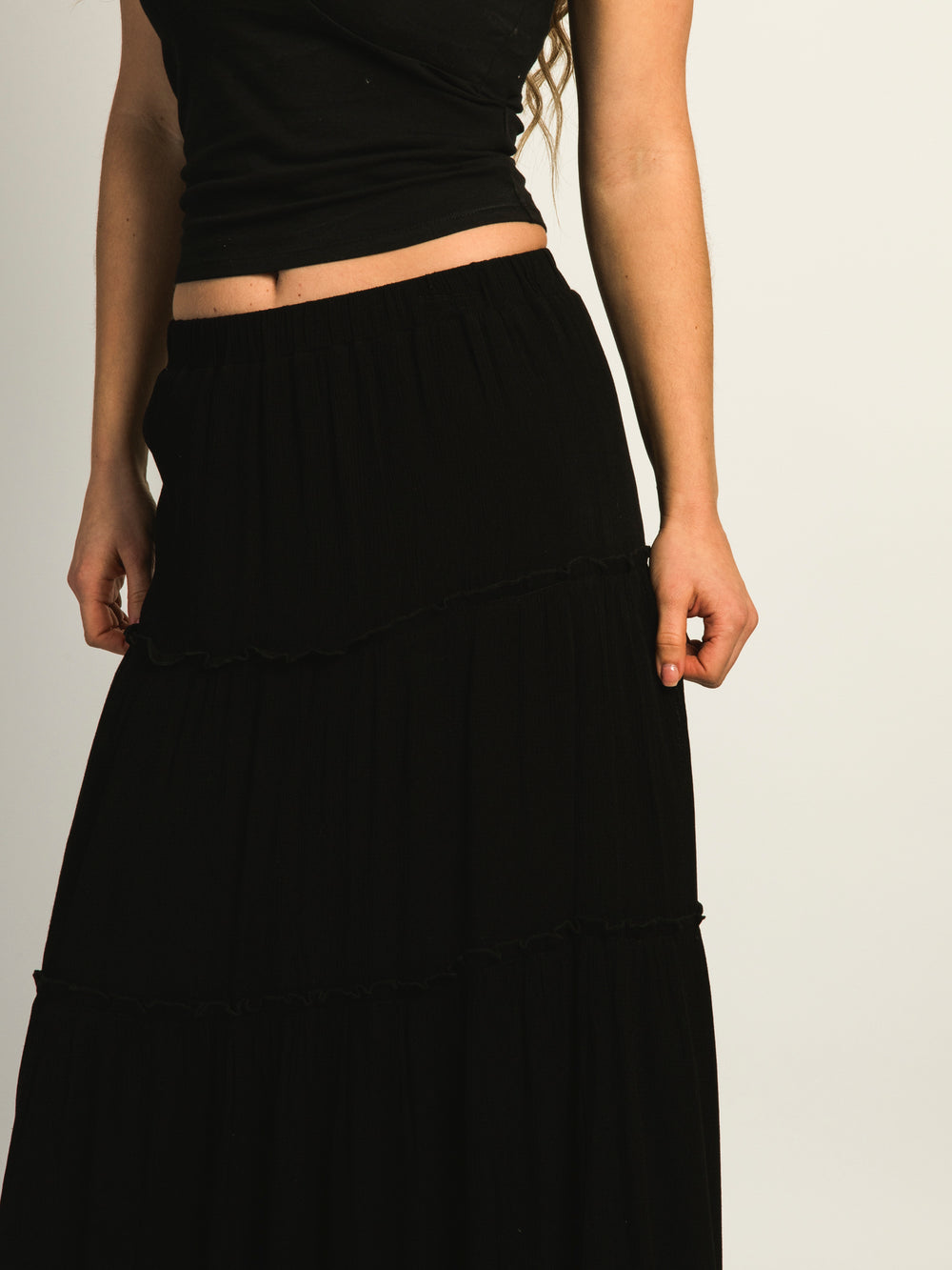 HARLOW TIERED SKIRT - BLACK