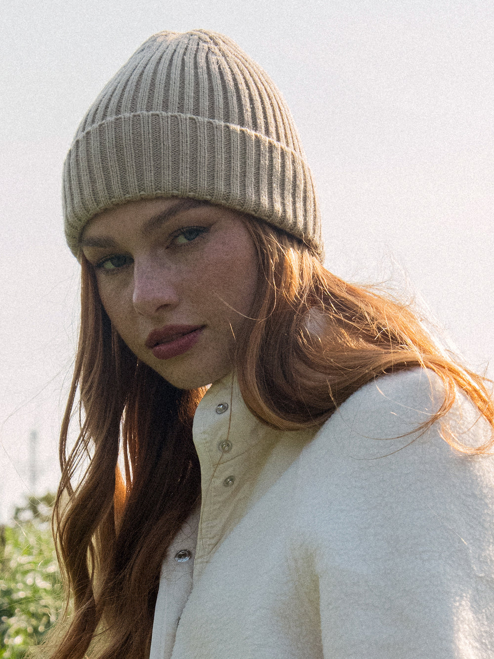HARLOW MIA FOLDOVER TOQUE - OFF-WHITE