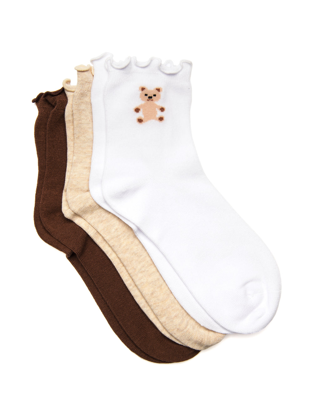 3 PACK RUFFLE BEAR SOCK