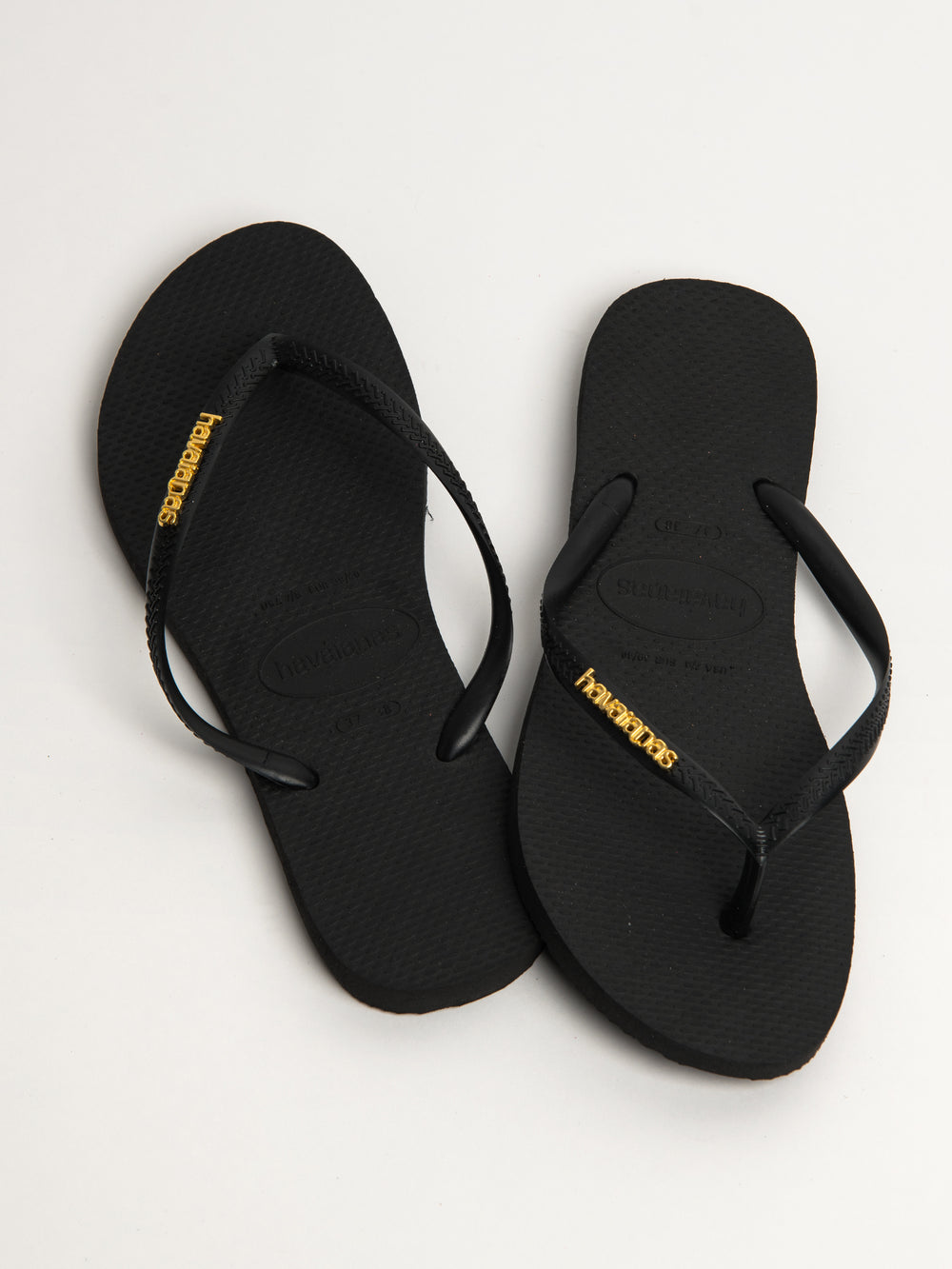 WOMENS HAVAIANAS SLIM LOGO METALLIC -BLACK