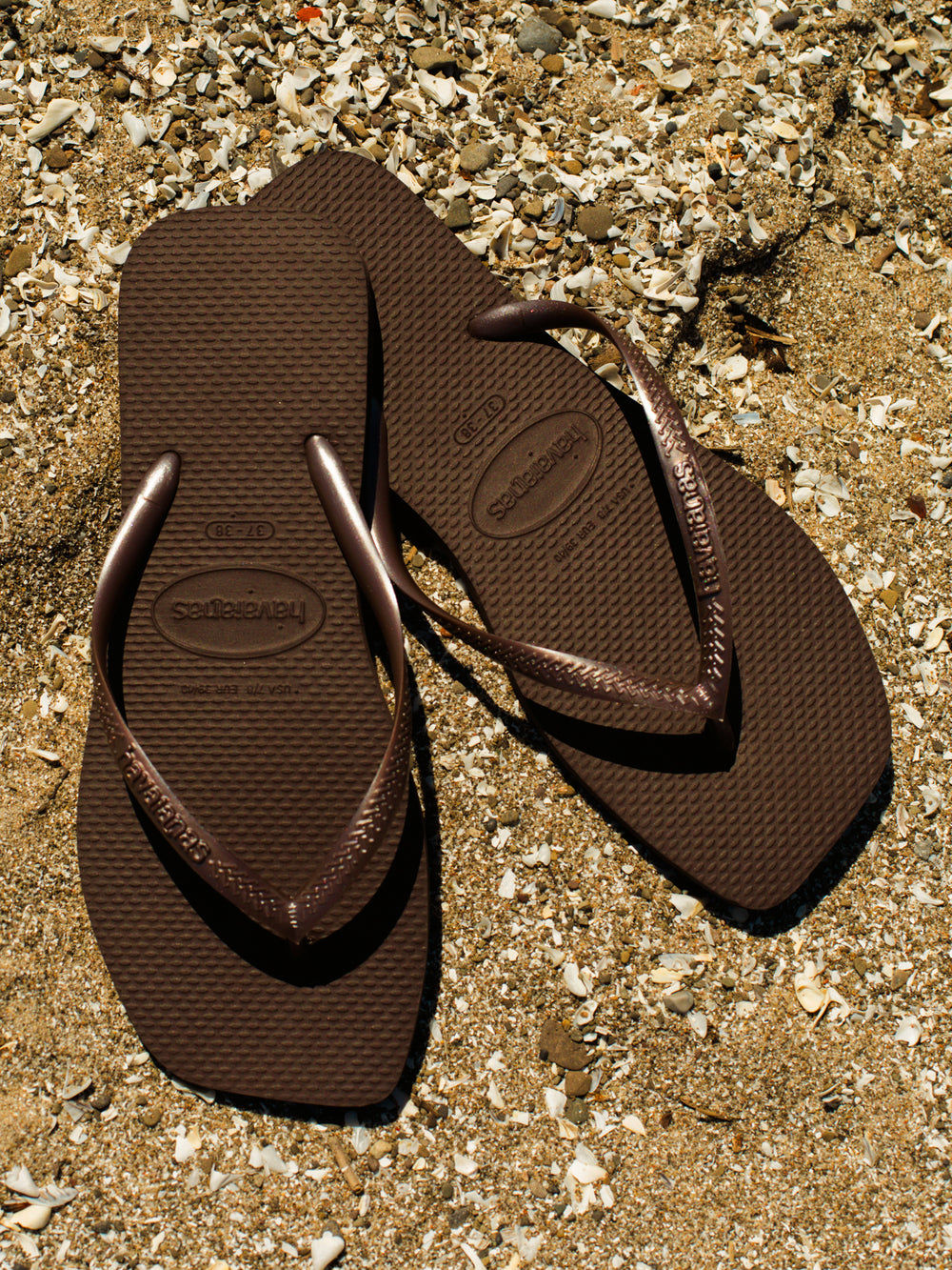 WOMENS HAVAIANAS SLIM SQUARE SANDALS - DARK BROWN