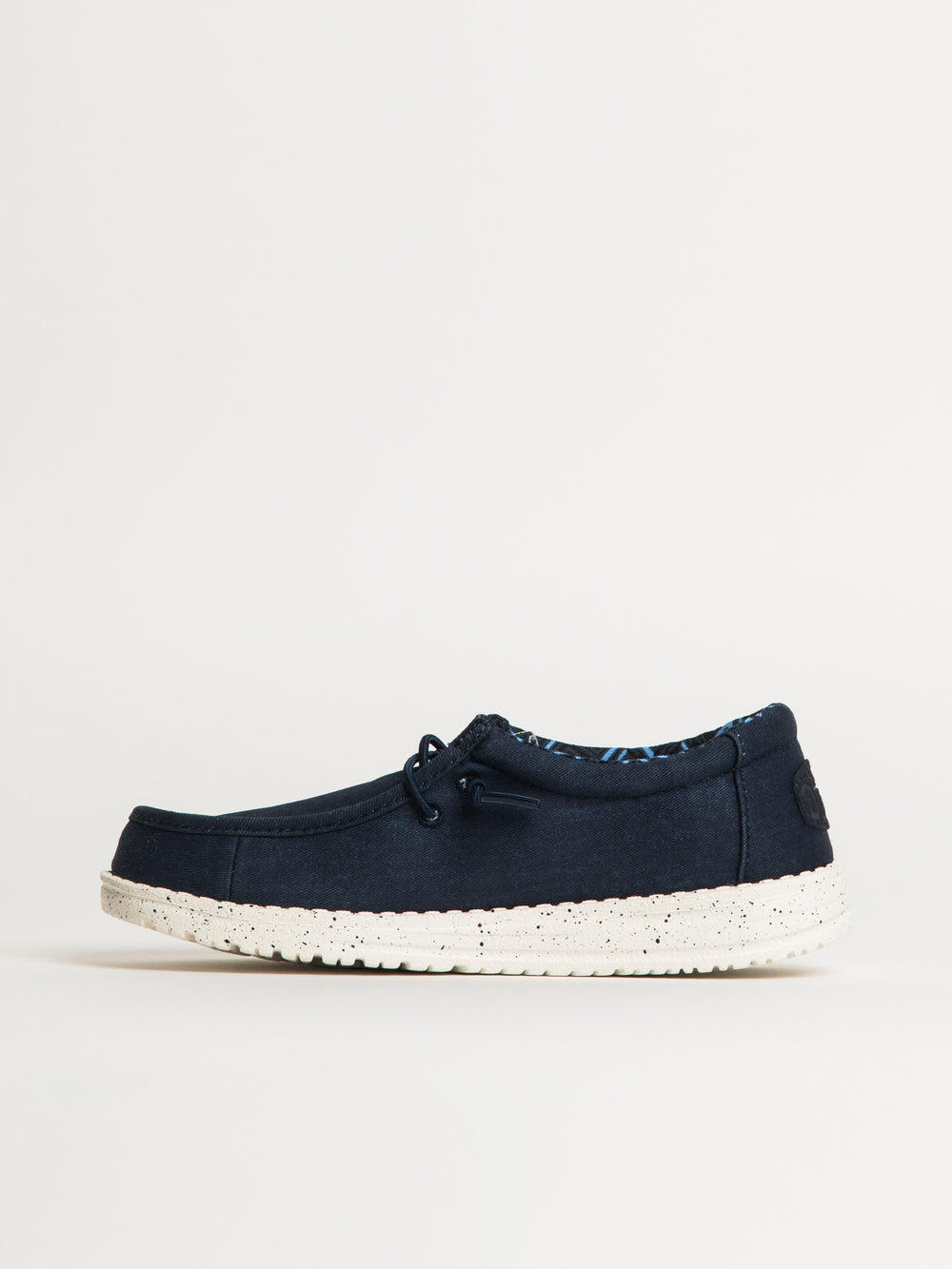 KIDS HEYDUDE WALLY YOUTH STRETCH CANVAS - NAVY
