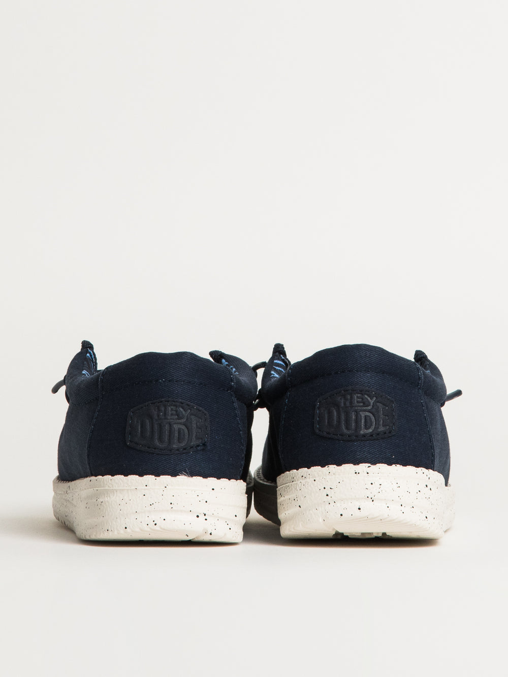 KIDS HEYDUDE WALLY YOUTH STRETCH CANVAS - NAVY