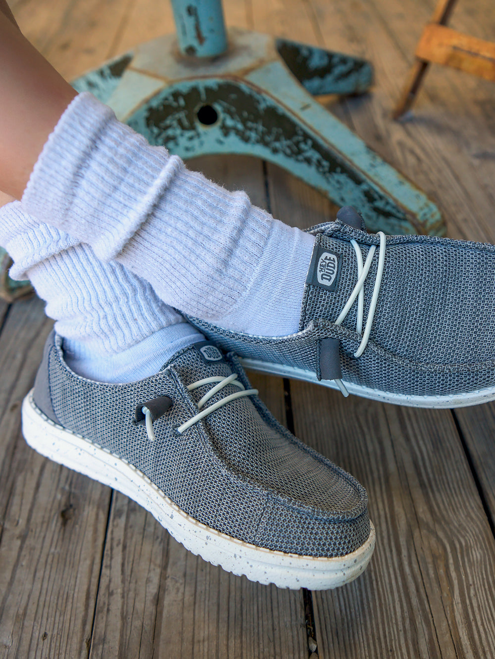 WOMENS HEY DUDE WENDY STRETCH SOX SNEAKER - LIGHT GREY