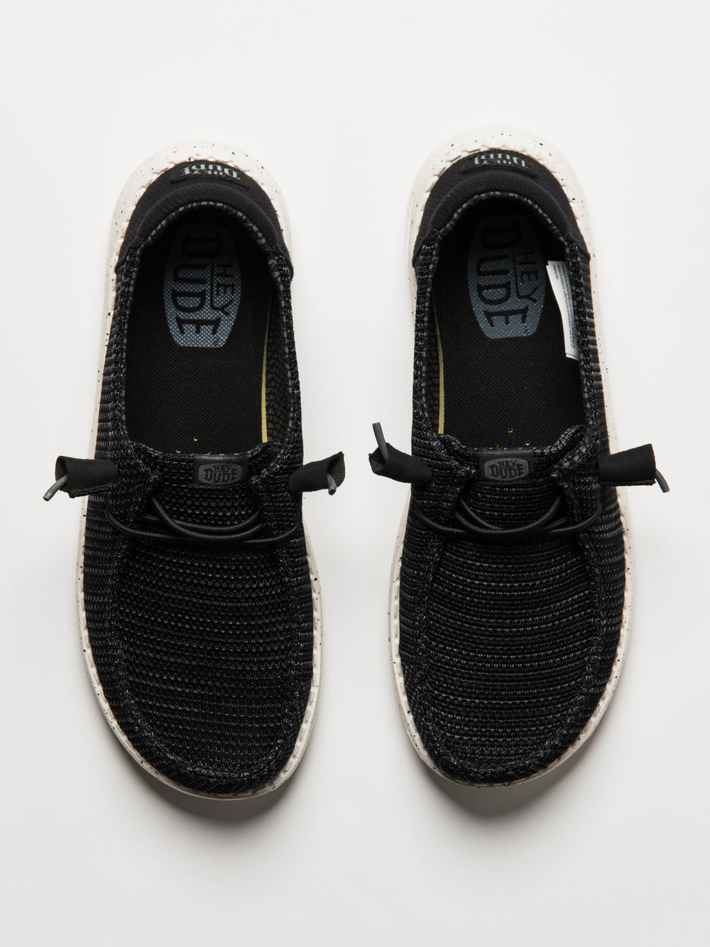 WOMENS HEYDUDE WENDY STRETCH SOX SNEAKER - BLACK/WHITE