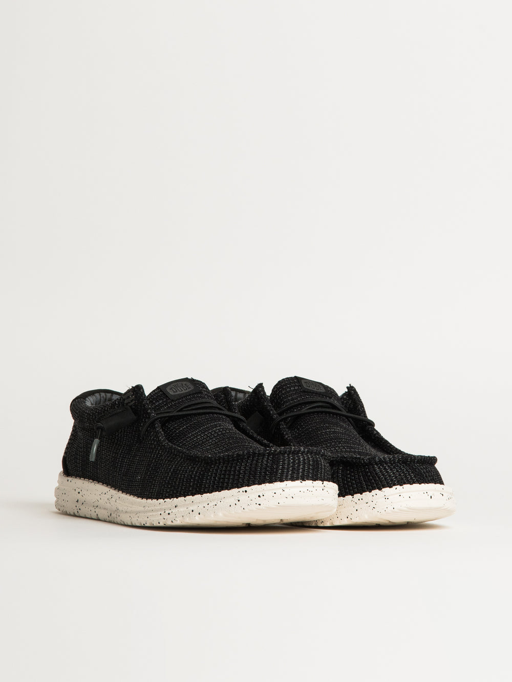 MENS HEYDUDE WALLY STRETCH SOX SLIP-ON - BLACK/WHITE