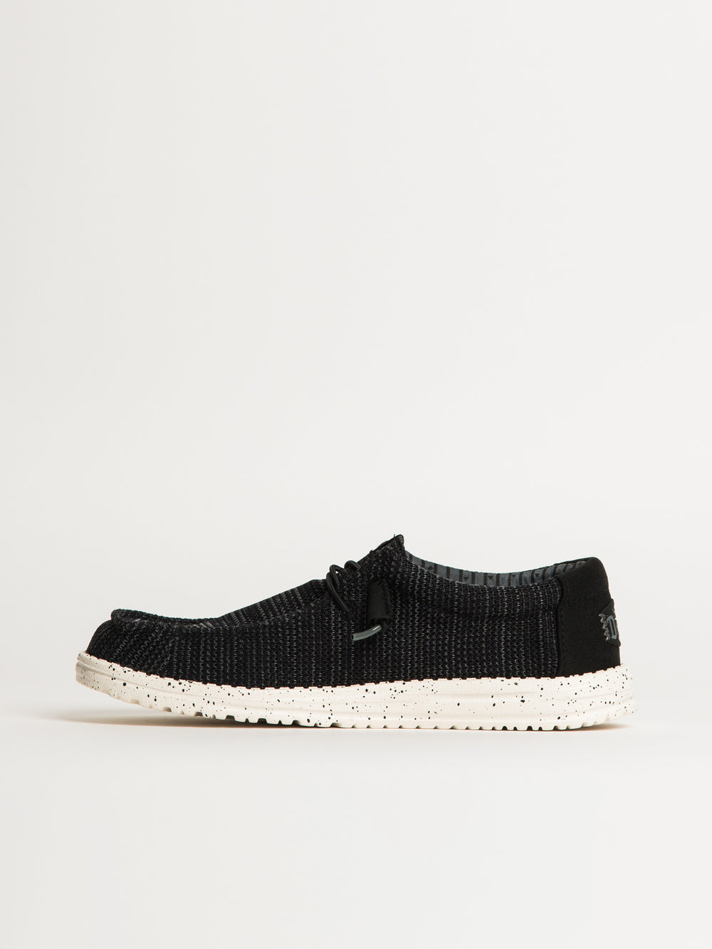 MENS HEYDUDE WALLY STRETCH SOX SLIP-ON - BLACK/WHITE