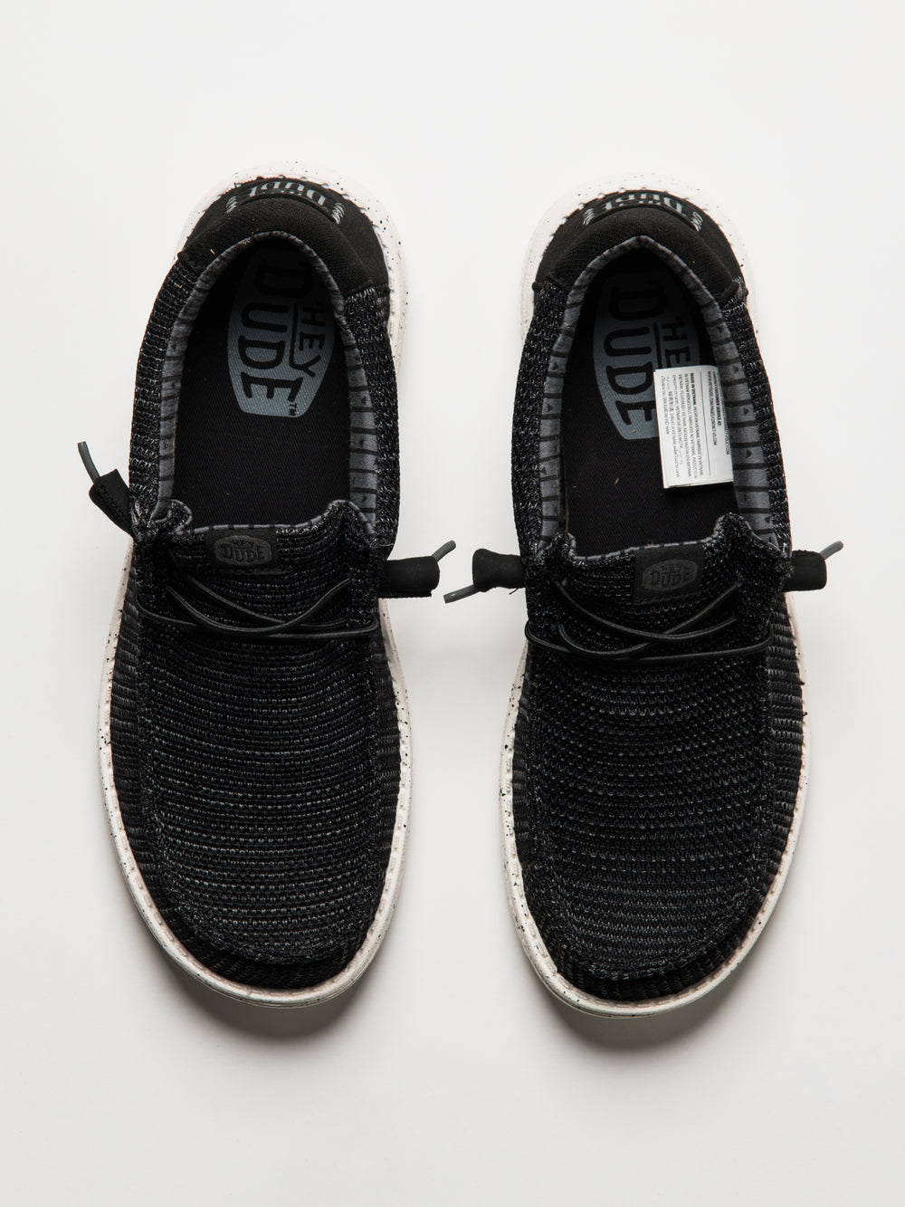 HEYDUDE WALLY STRETCH SOX SLIP-ON POUR HOMMES - NOIR/BLANC