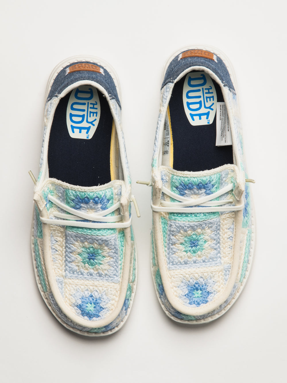 WOMENS HEYDUDE WENDY COTTAGE CROCHET SNEAKER - BLUE