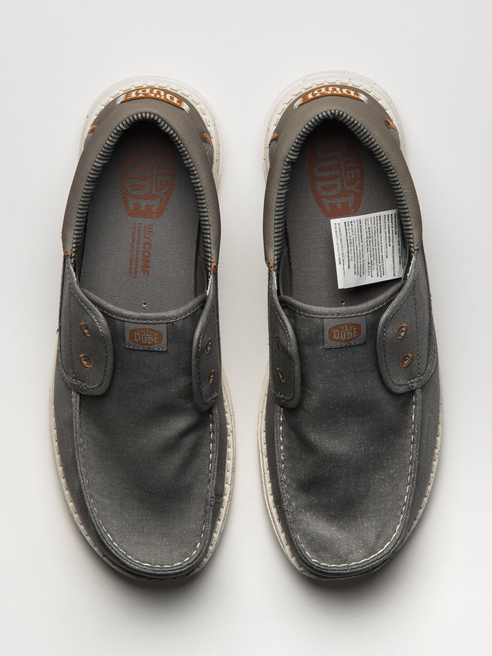 MENS HEY DUDE WALLY CRUZ STRETCH CANVAS - GREY