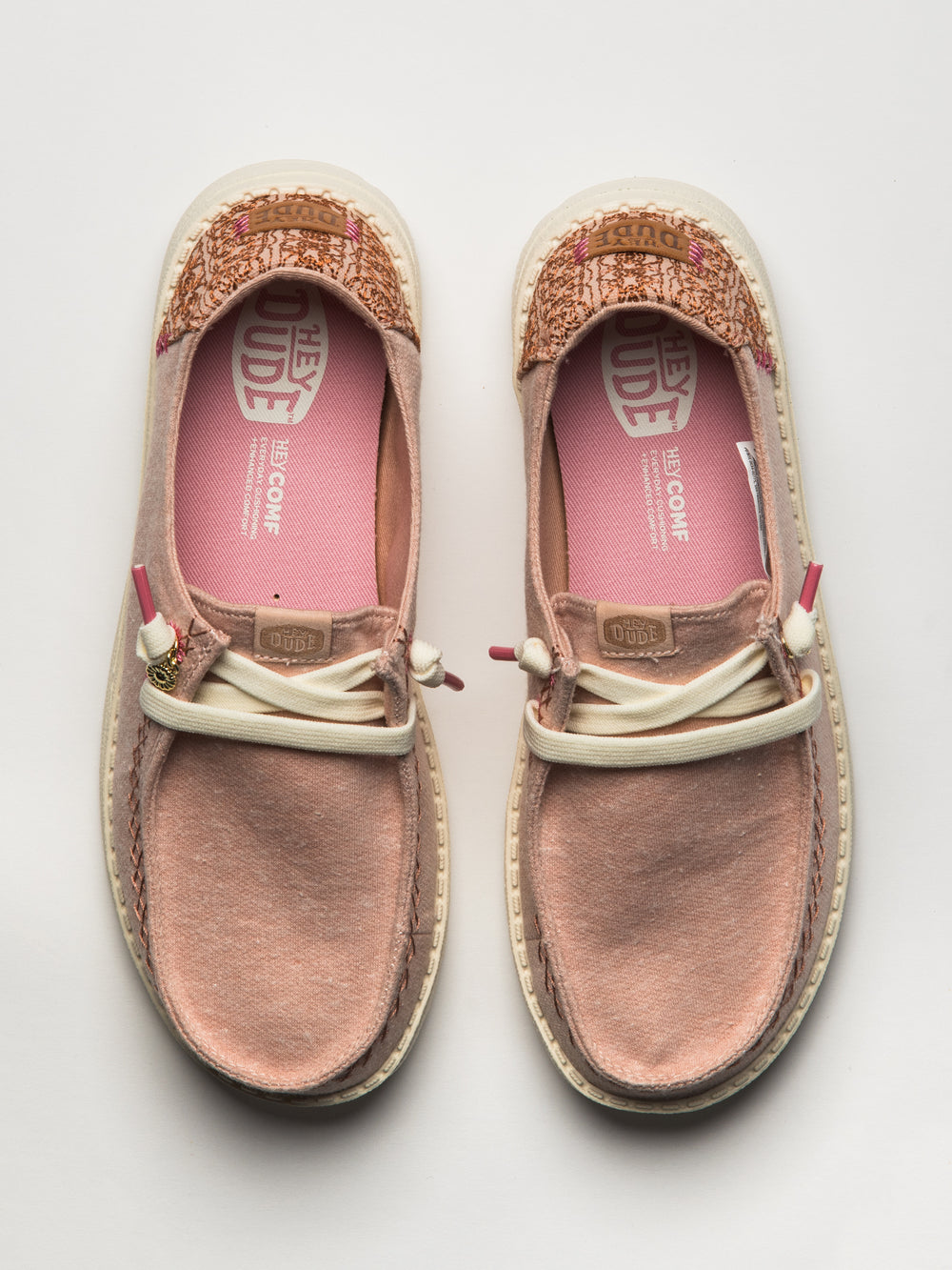 WOMENS HEYDUDE WENDY BREAK SURF JERSEY SNEAKER - ROSE