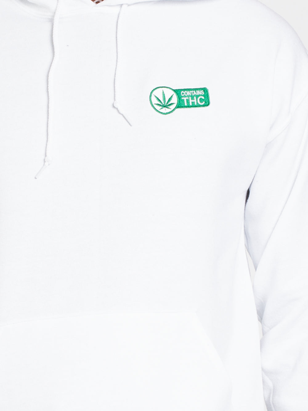CHANDAIL MOLLETONNÉ UNISEXE, BRODÉ THC - BLANC