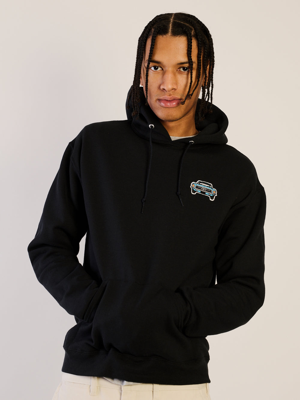 HOODIE BRODÉ HOTLINE APPAREL MUSCLE CAR NOIR