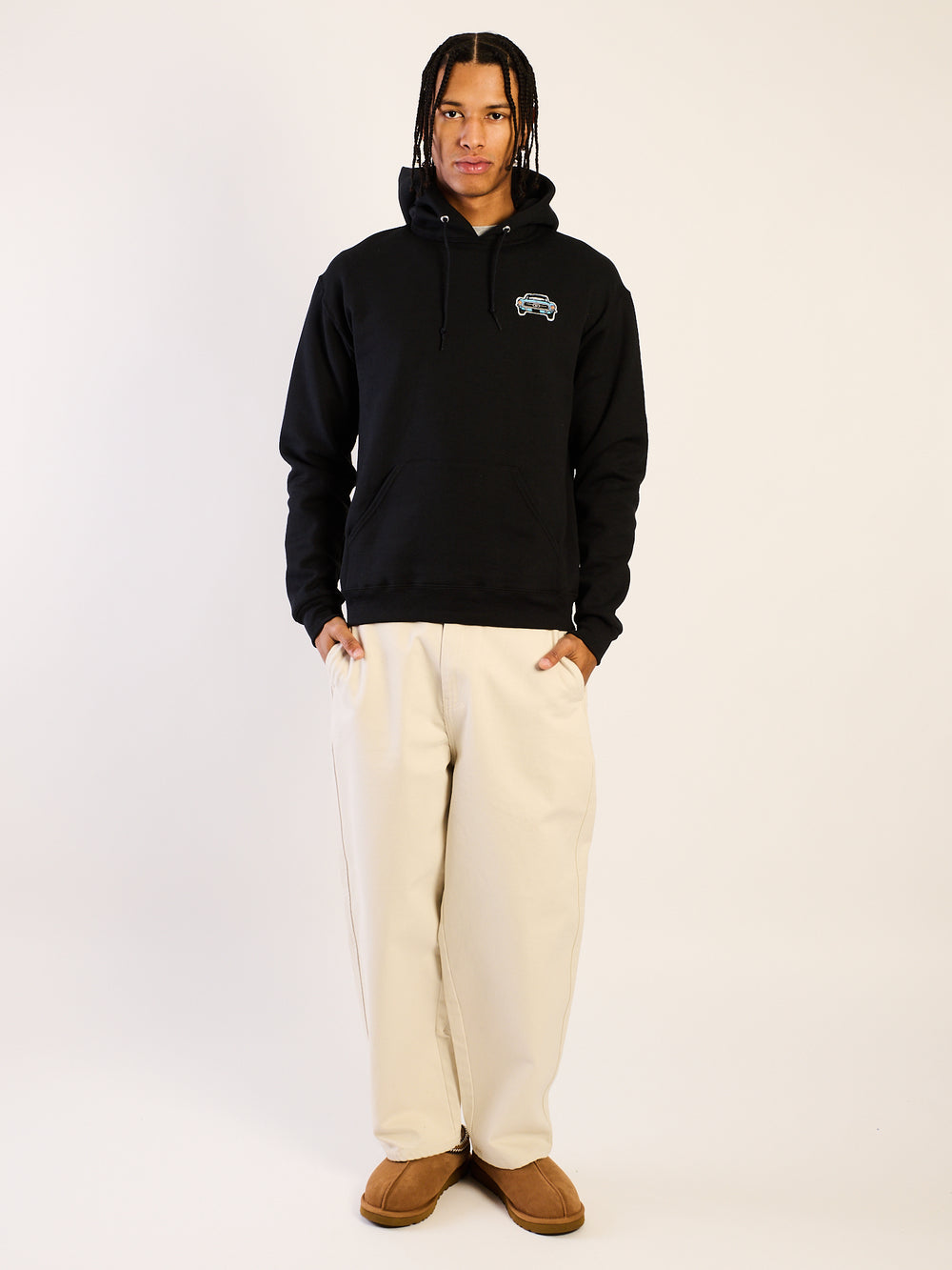 HOTLINE APPAREL MUSCLE CAR EMBOIRDERED HOODIE - BLACK