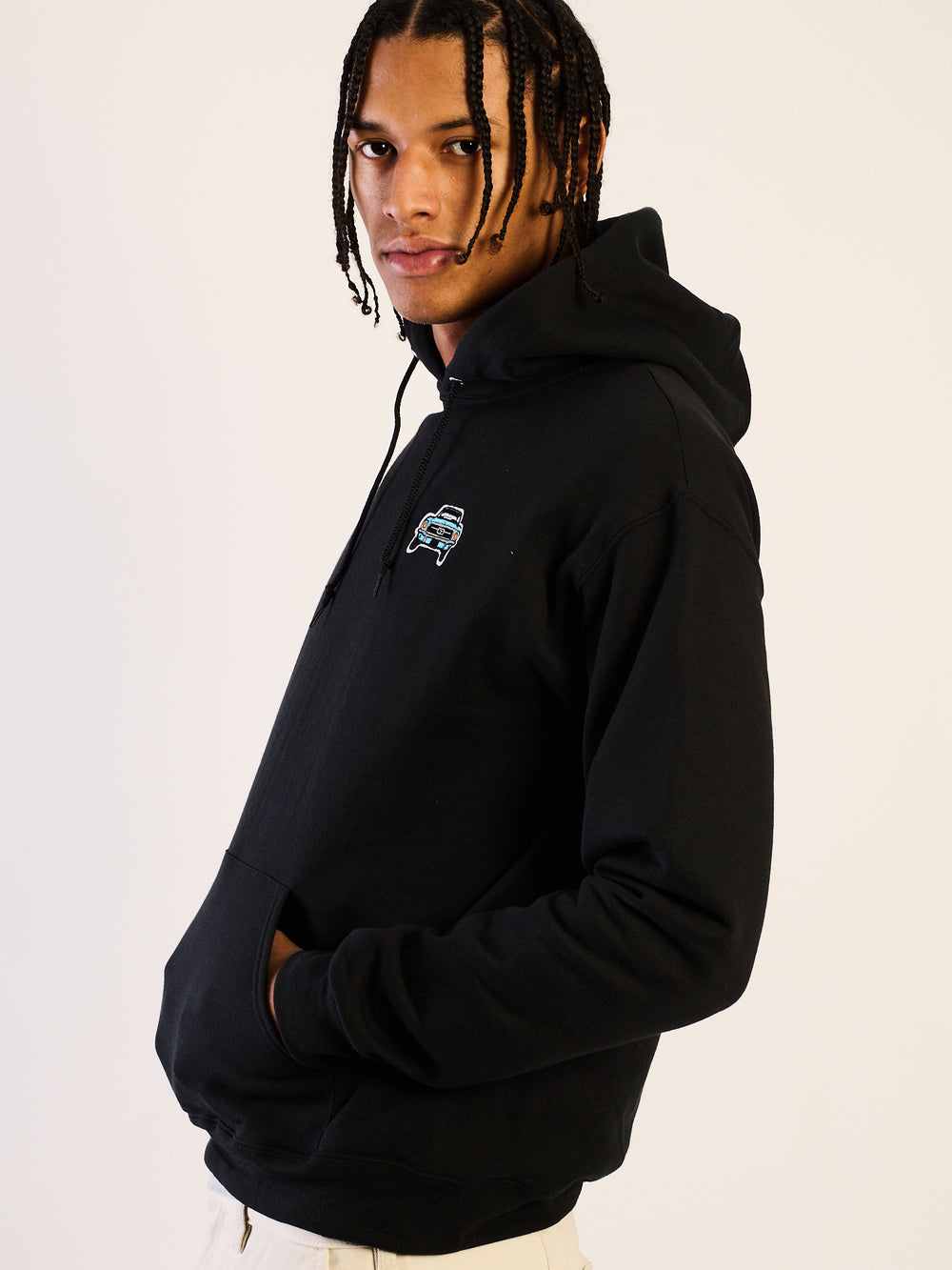 HOTLINE APPAREL MUSCLE CAR EMBOIRDERED HOODIE - BLACK