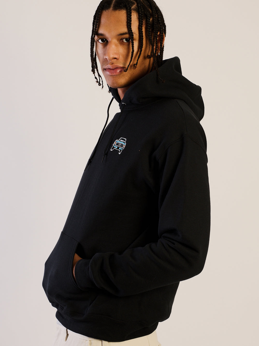 HOODIE BRODÉ HOTLINE APPAREL MUSCLE CAR NOIR