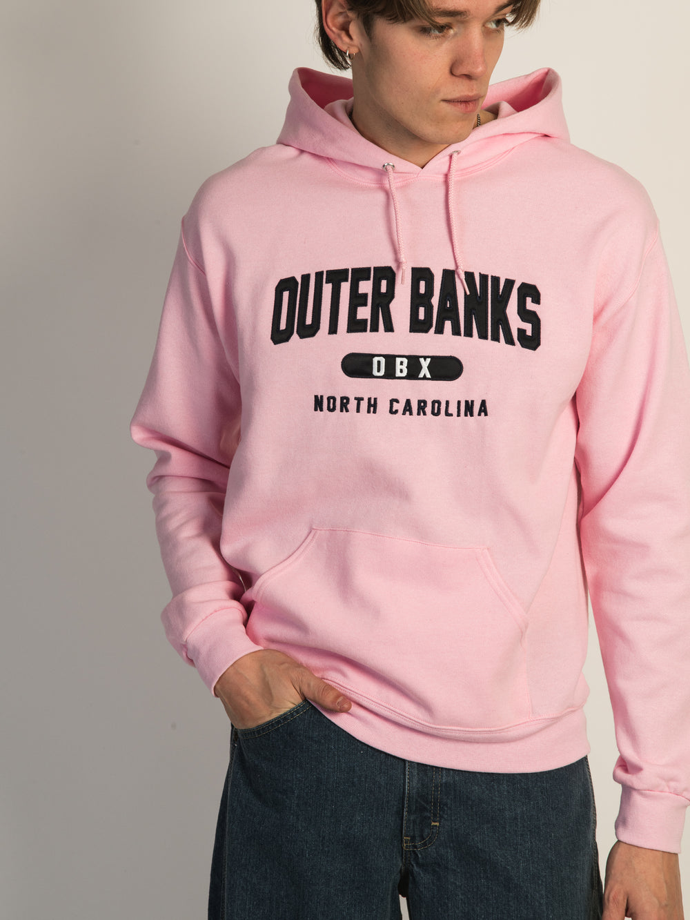 OUTERBANKS EMBROIDERED HOODIE - PINK