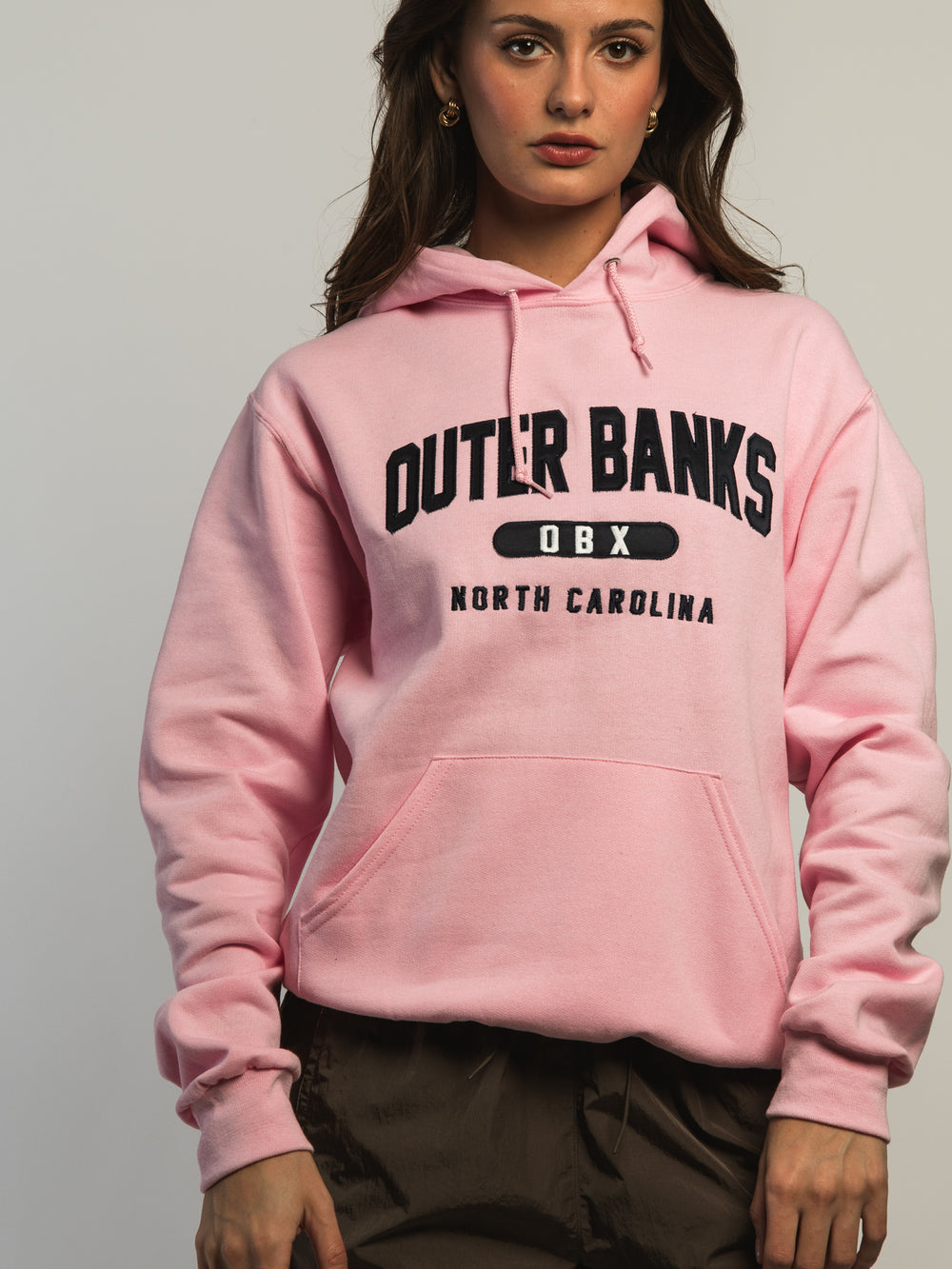 OUTERBANKS EMBROIDERED HOODIE - PINK