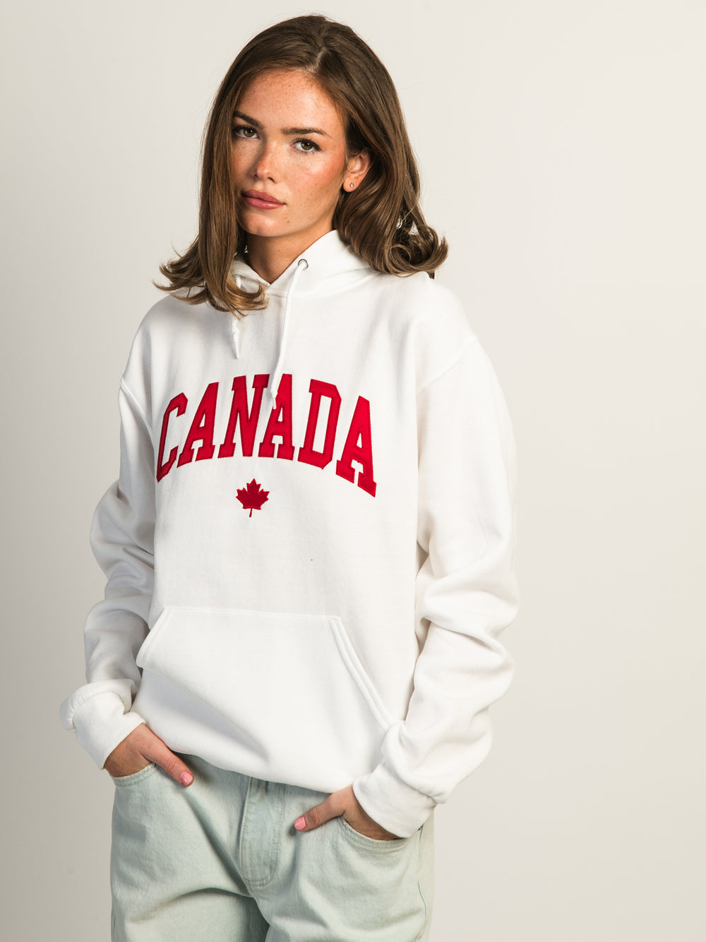 HOTLINE APPAREL CANADA EMBROIDERED HOODIE - WHITE