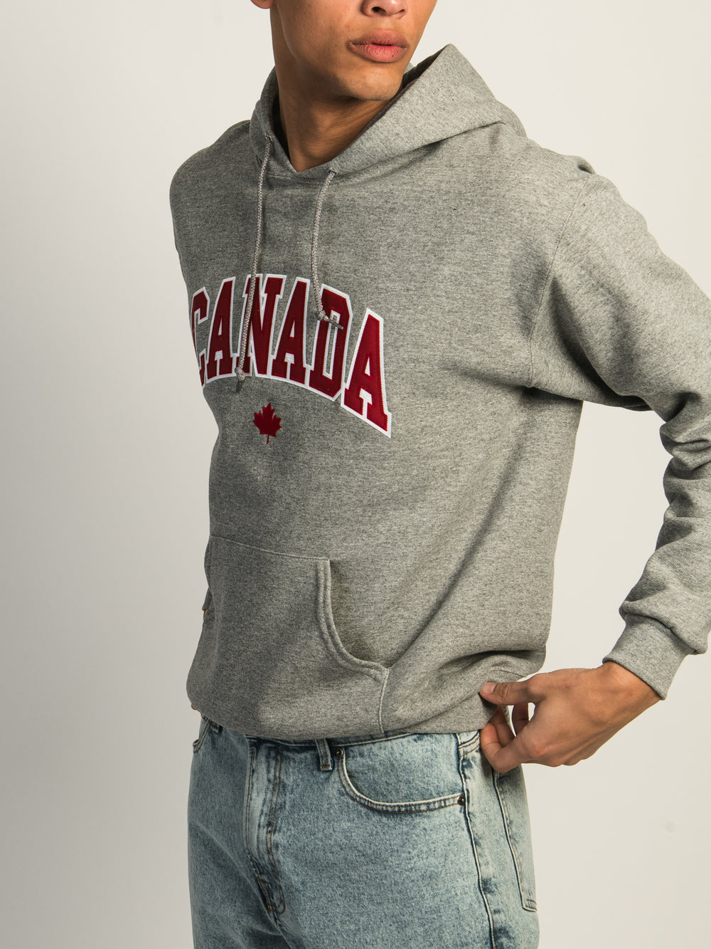 HOTLINE APPAREL CANADA SWEAT À CAPUCHE BRODÉ - GRIS CHINÉ