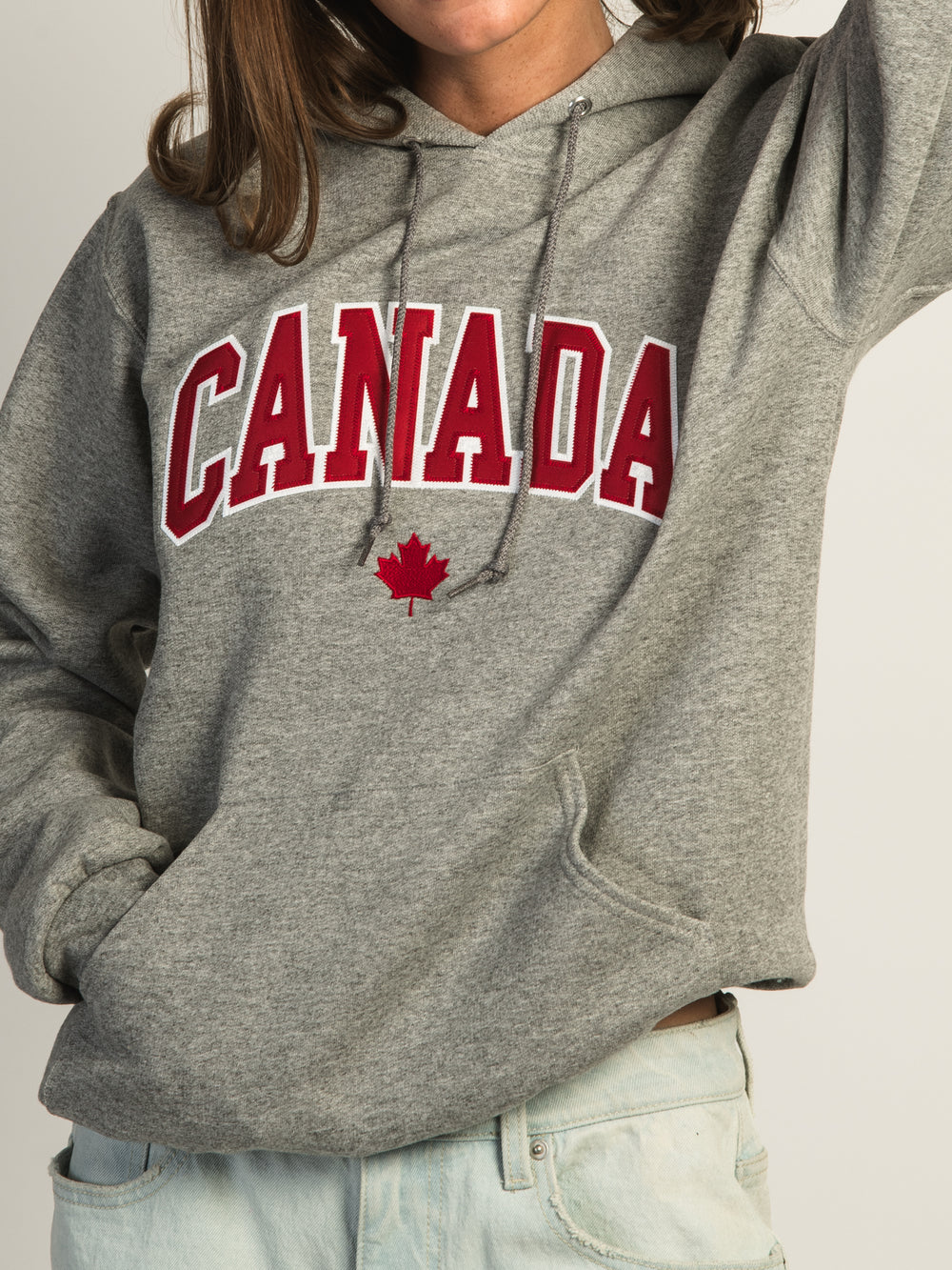 HOTLINE APPAREL CANADA SWEAT À CAPUCHE BRODÉ - GRIS CHINÉ