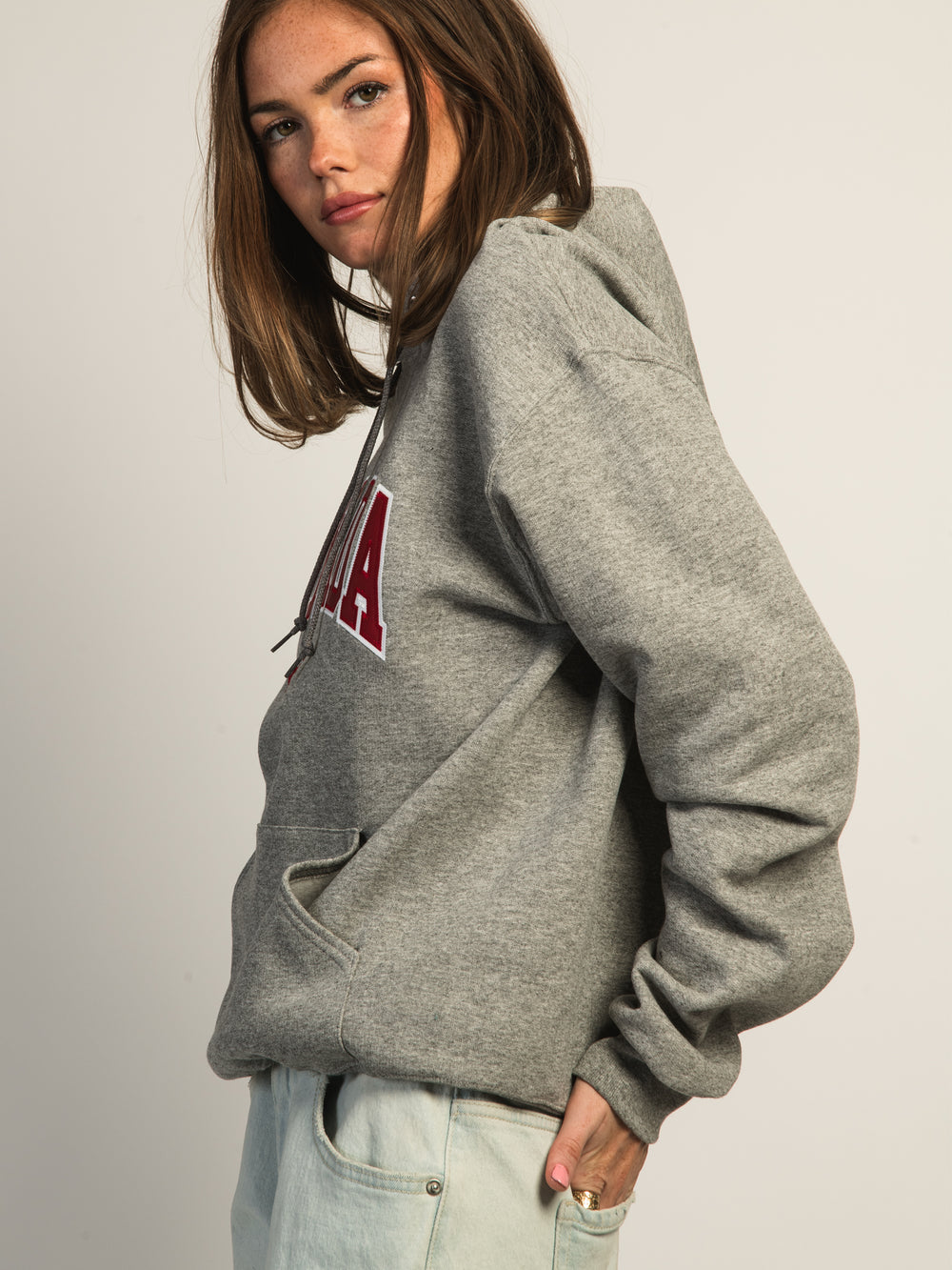 HOTLINE APPAREL CANADA EMBROIDERED HOODIE - HEATHER GREY