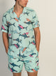 ISLAND HAZE ISLAND HAZE SURFING SHARK SHORT SLEEVE WOVEN SHIRT - AQUA - Boathouse