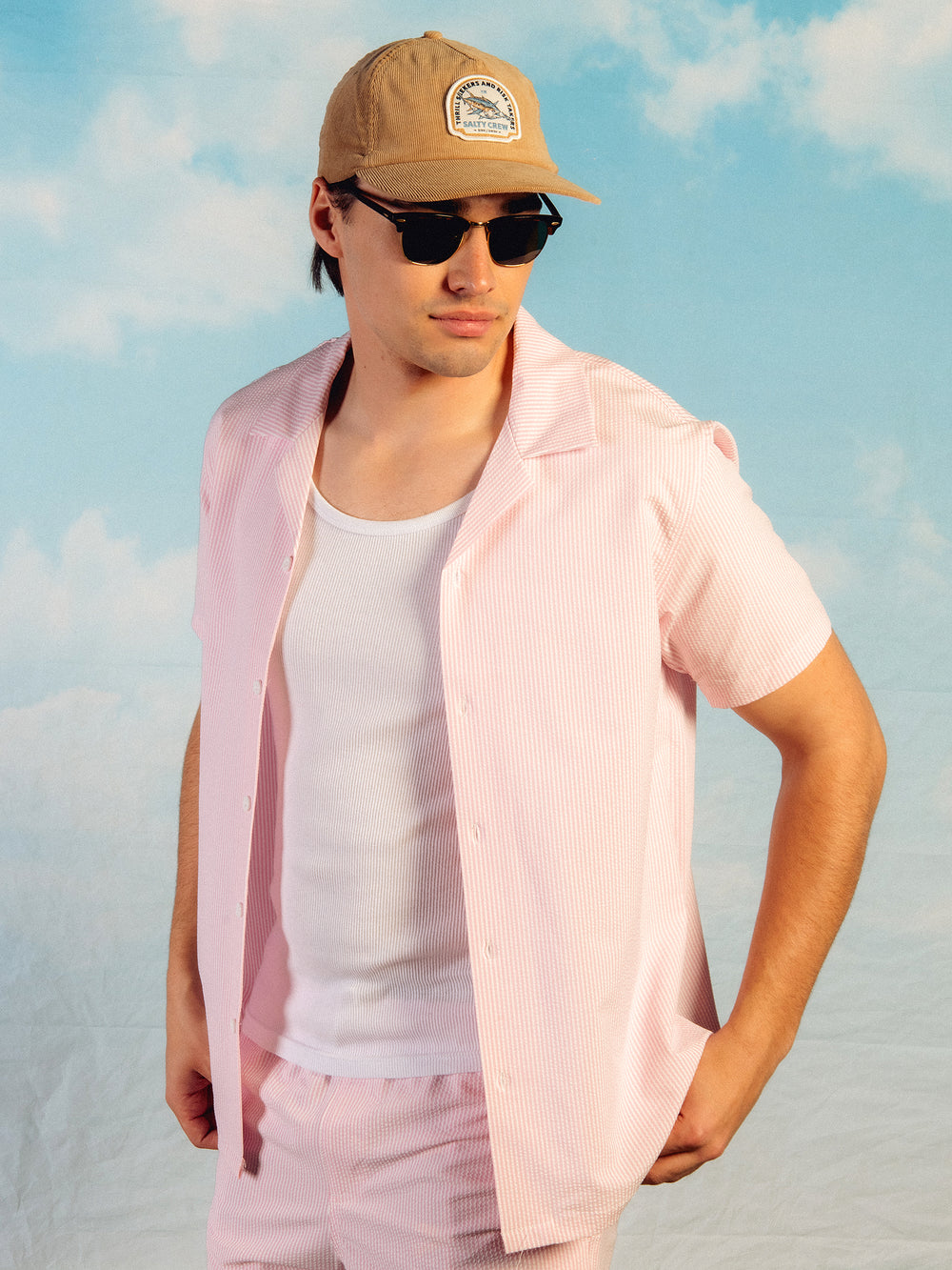 ISLAND HAZE ISLAND HAZE SEERSUCKER SHORT SLEEVE WOVEN - LIGHT ROSE - CLEARANCE - Boathouse
