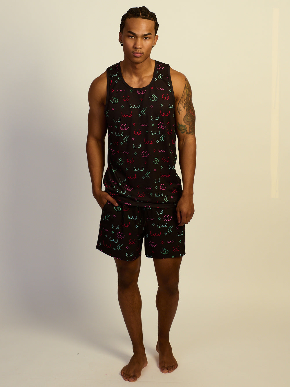 KOLBY SWIM BOOBIES TANK TOP - BLACK