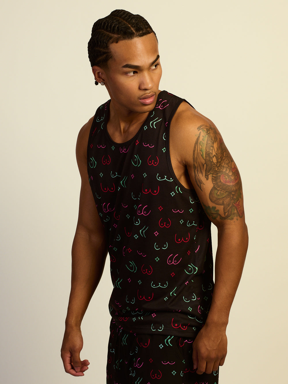 KOLBY SWIM BOOBIES TANK TOP - BLACK