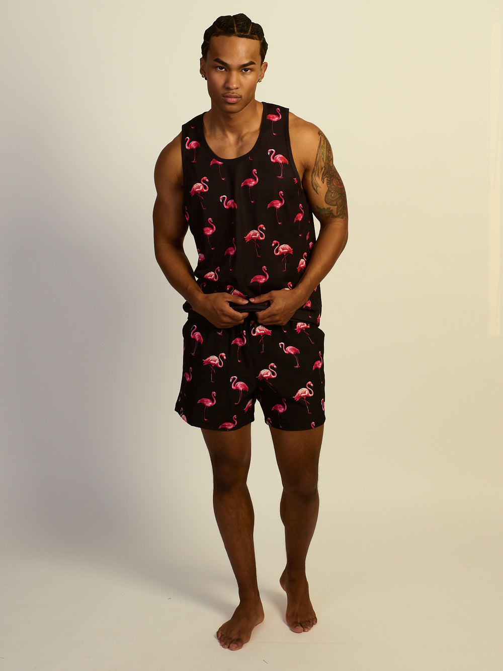 KOLBY SWIM FLAMINGO TANK TOP - BLACK