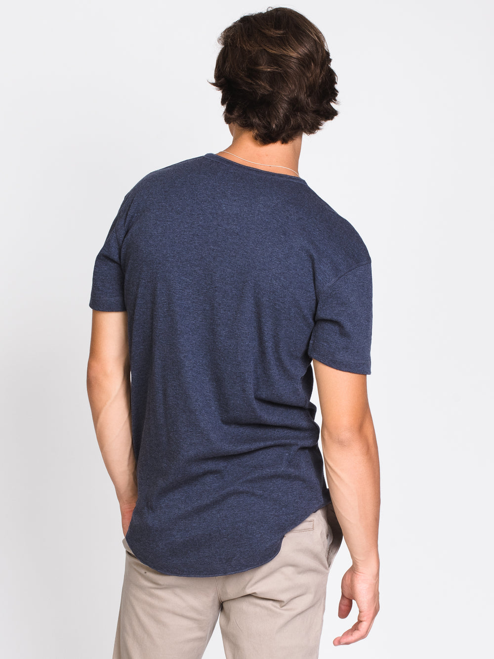 MENS LONGLINE SLUB HENLEY - CLEARANCE
