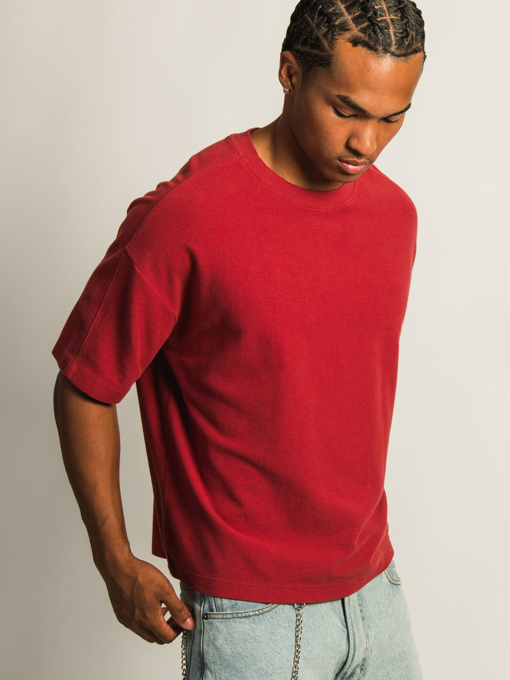 KOLBY SHORT CUT KNIT TEE- CRANBERRY
