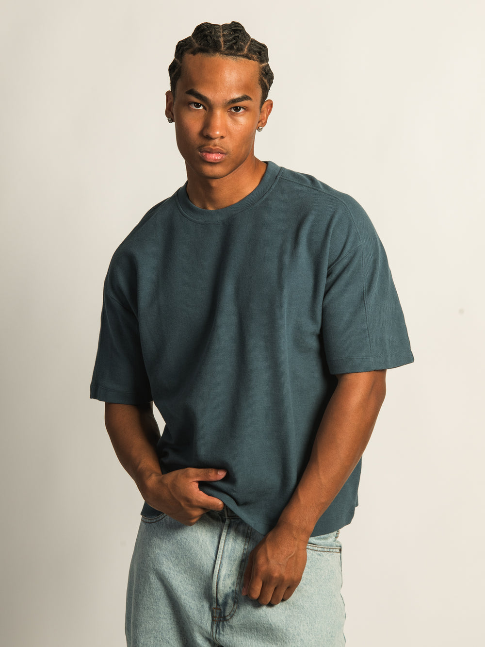 KOLBY SHORT CUT KNIT TEE - TEAL